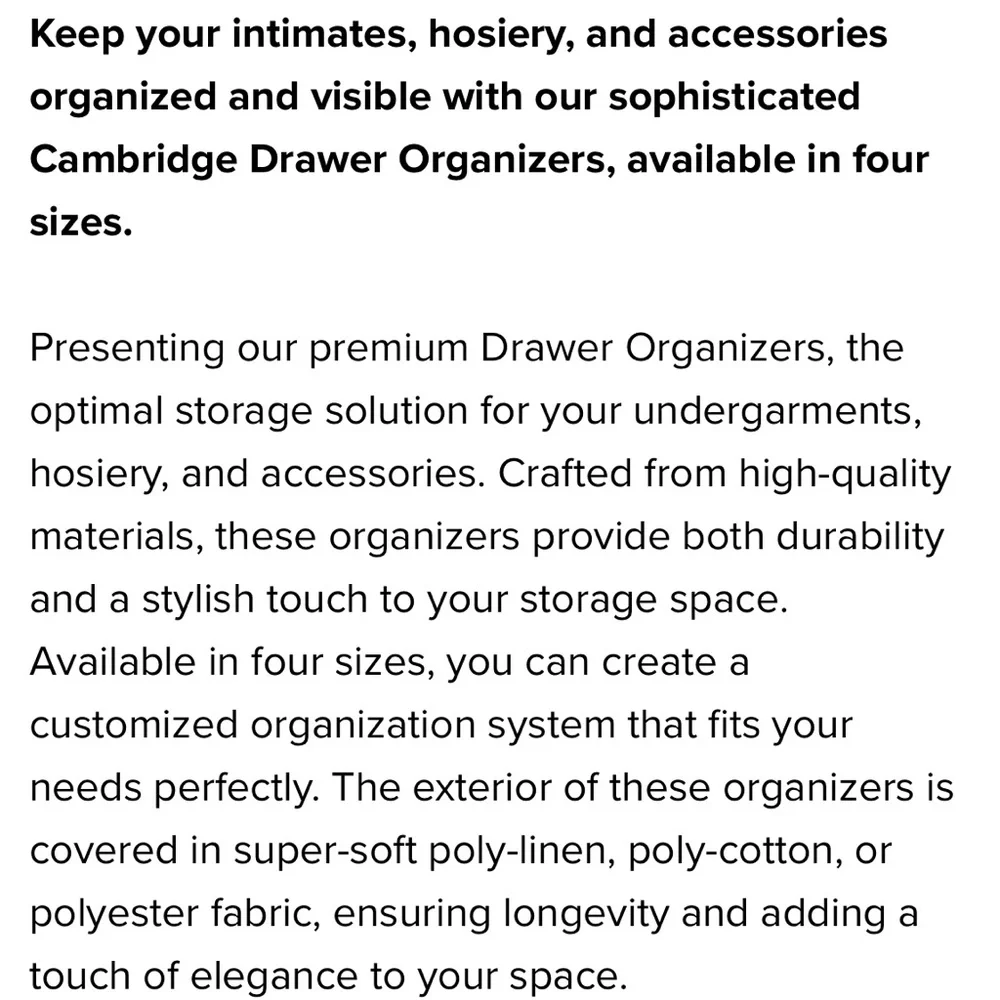 NWT Cambridge Drawer Organizer 8-Section in Grey (but looks brown)